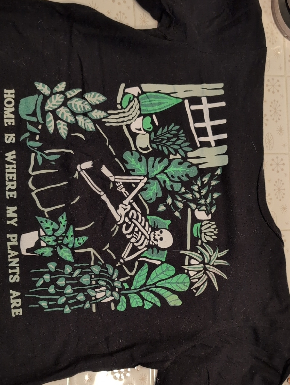 Wicked Black Graphic Tee - 'Home Is Where My Plant Are' Skeleton Plant Design - Picture 4 of 4